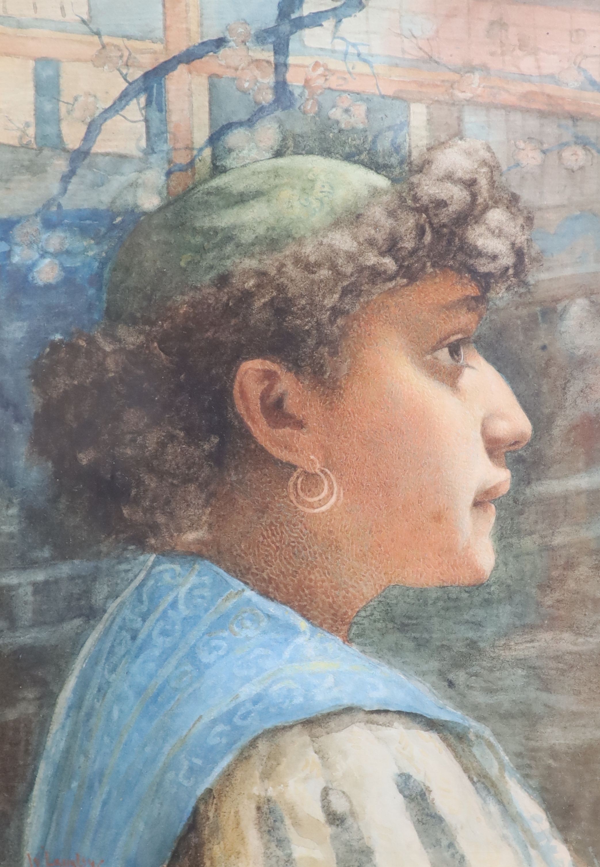 William Langley (1852-1922), An Italian peasant girl, Watercolour, 31 x 22cm.